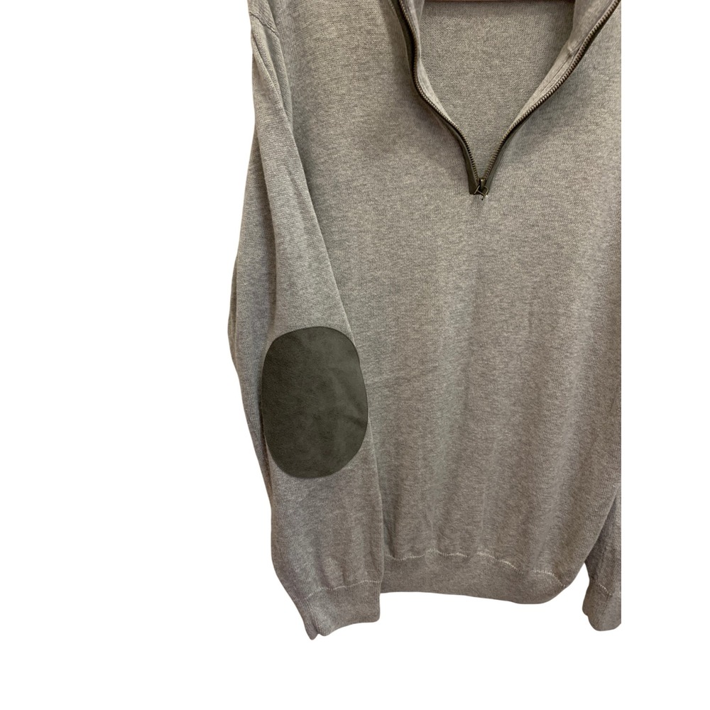 Vineyard Vines Men's XL Gray Pima Cotton Alpaca Quarter Zip Elbow Patch - Picture 5 of 7